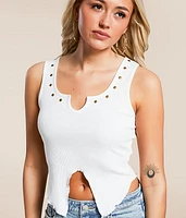 Studded Split Hem Tank Top