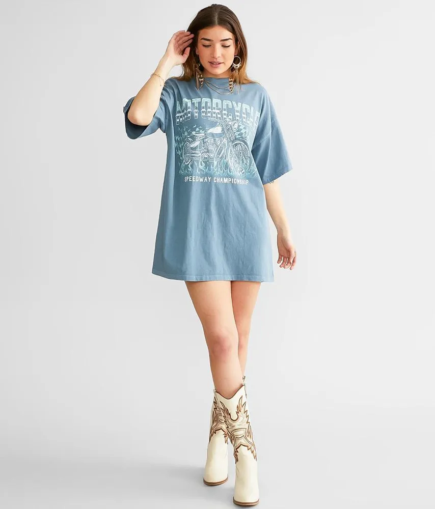 Modish Rebel Motorcycle Speedway Championship T-Shirt Dress