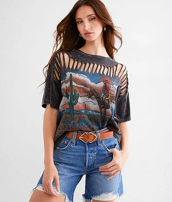 Modish Rebel Desert Laser-Cut T-Shirt