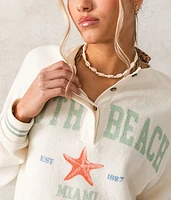 South Beach Oversized Henley Pullover