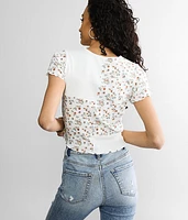 Floral Lettuce Trim Top