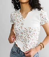 Floral Lettuce Trim Top