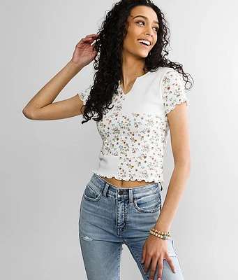 Floral Lettuce Trim Top