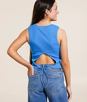 Open Back Tie Cropped Tank Top