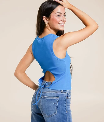 Open Back Tie Cropped Tank Top