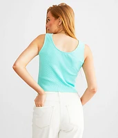 Waffle Knit Inset Cropped Tank Top