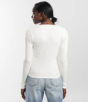 Ribbed Knit Henley Top