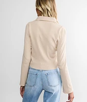 Collared Lettuce Trim Cardigan