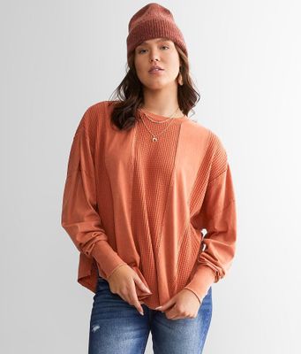 Gilded Intent Pieced Waffle Knit Top