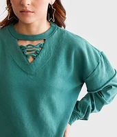 Lace-Up Cropped Pullover