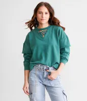 Gilded Intent Lace-Up Cropped Pullover