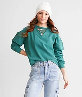 Lace-Up Cropped Pullover