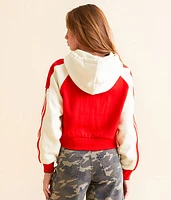Cropped Raglan Sleeve Hooded Sweatshirt