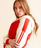 Cropped Raglan Sleeve Hooded Sweatshirt