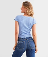 Textured Faux Front Tie Top