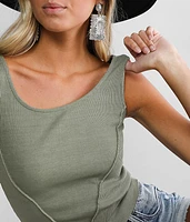 Exposed Seam Cropped Tank Top
