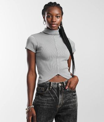 Gilded Intent Mock Neck Cropped Top