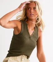 Gilded Intent Washed Henley Tank Top