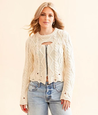 Gilded Intent Zip-Up Cropped Sweater