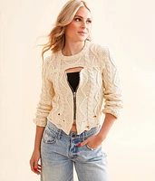 Zip-Up Cropped Sweater