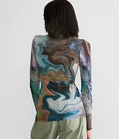 Sheer Marble Mesh Top