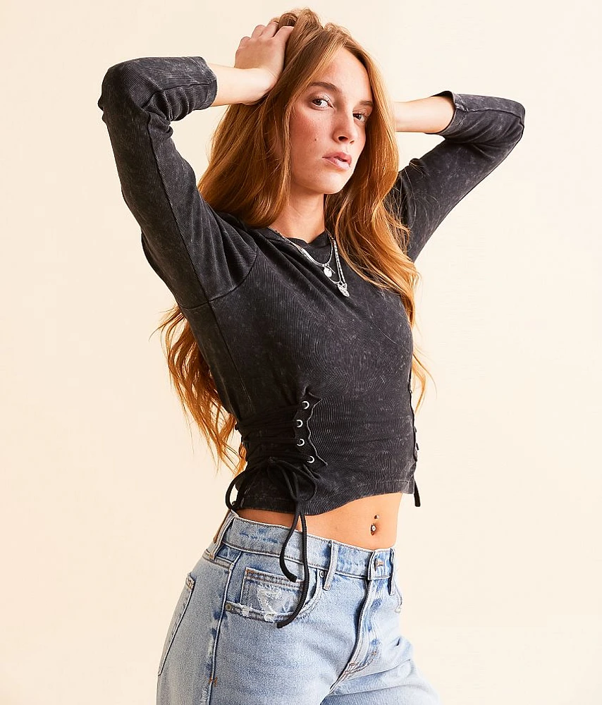 Gilded Intent Lace-Up Cropped Top