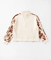 Girls - Pieced Cow Print Pullover