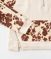 Girls - Pieced Cow Print Pullover