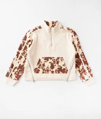 Girls - BKE Pieced Cow Print Pullover