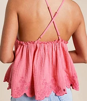 Sunny Days Scalloped Peplum Tank Top