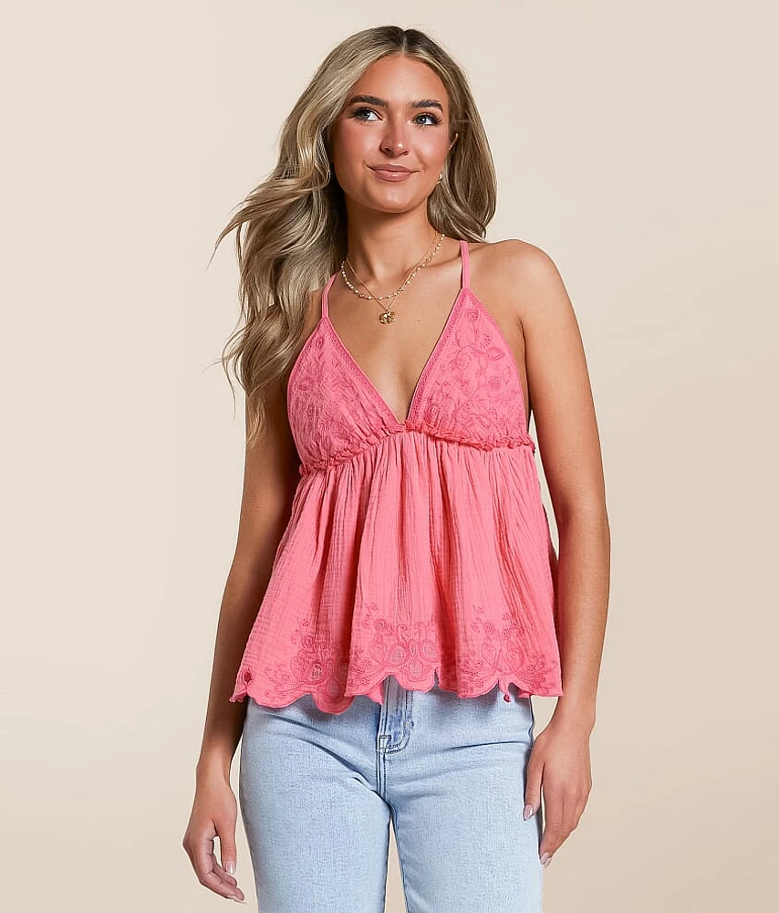 Sunny Days Scalloped Peplum Tank Top
