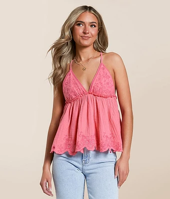 Sunny Days Scalloped Peplum Tank Top
