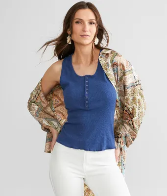 Free People The Laid Back Henley Tank Top
