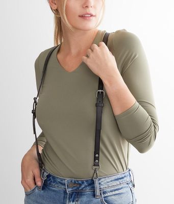 Free People Hold Me Up Leather Suspenders