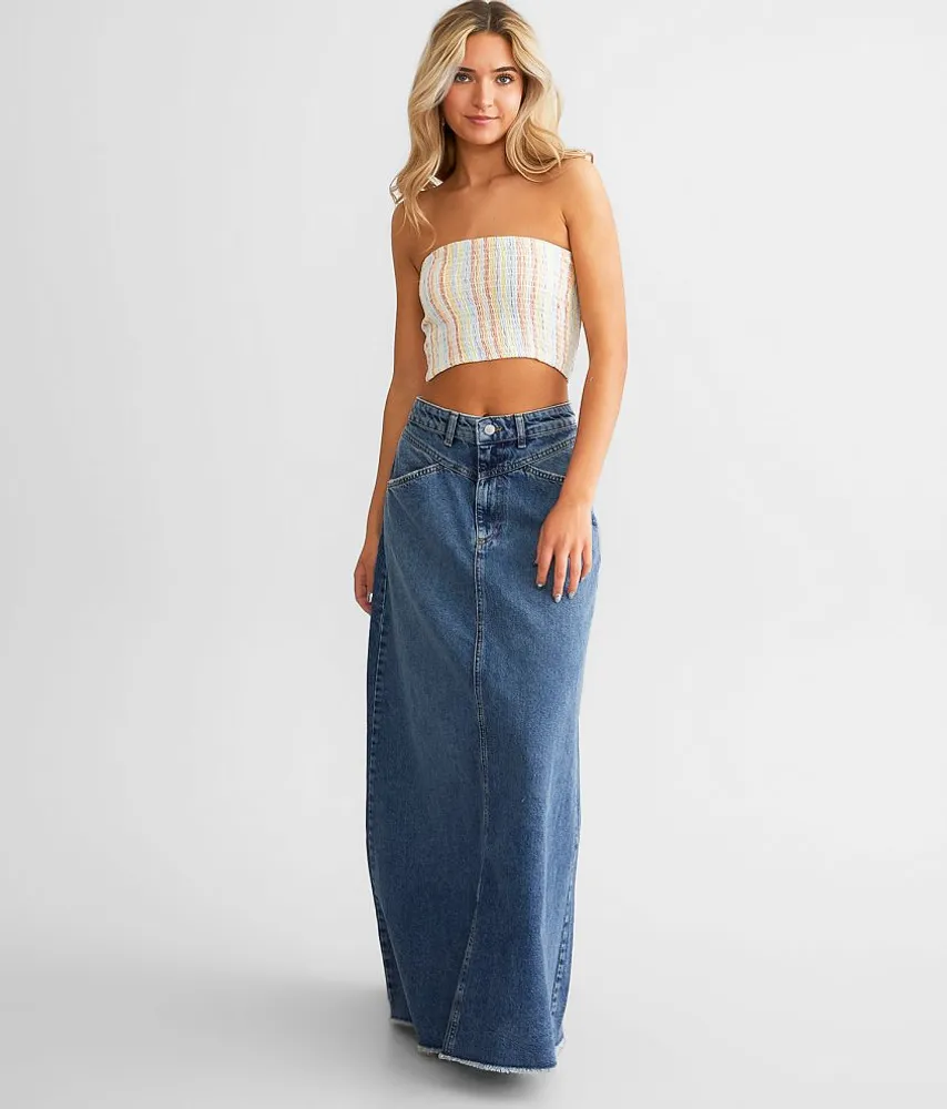 Free People Come As You Are Denim Maxi Skirt