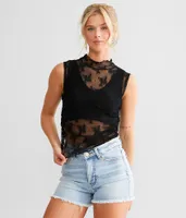 Free People Nice Try Floral Lace Tank Top