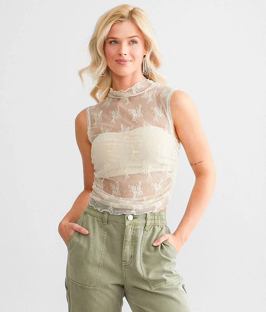 Free People Nice Try Floral Lace Tank Top