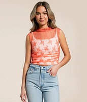 Free People Nice Try Floral Lace Tank Top