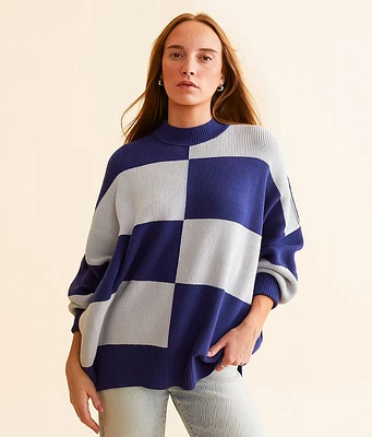 Free People Checker Easy Street Tunic Sweater