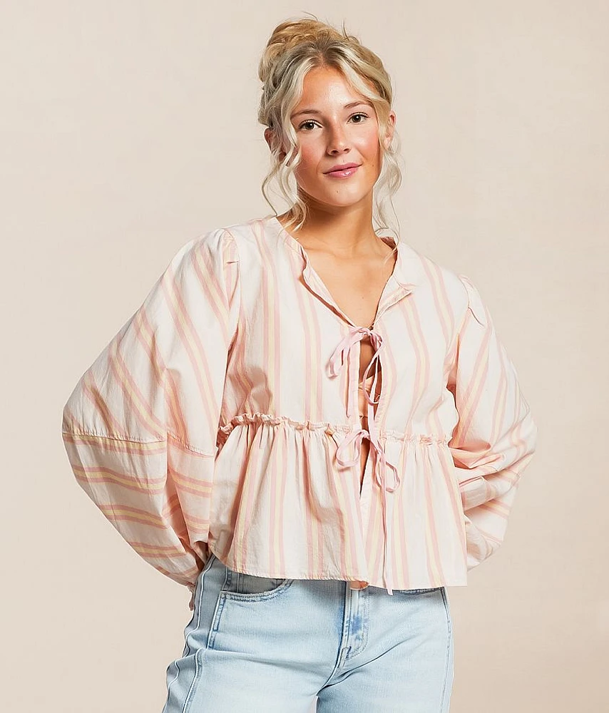 Free People Striped Brunch Babe Top