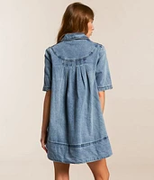 Remino Mini Denim Henley Dress