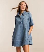 Remino Mini Denim Henley Dress