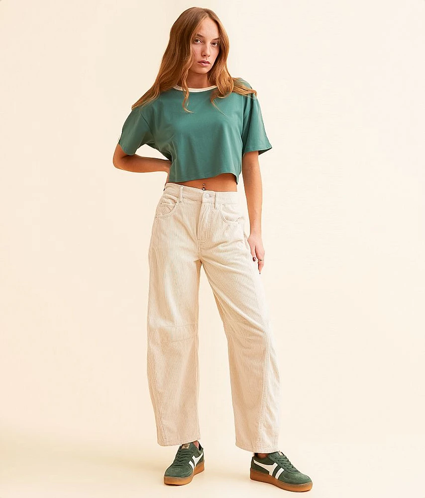 Free People Good Luck Mid-Rise Corduroy Barrel Pant