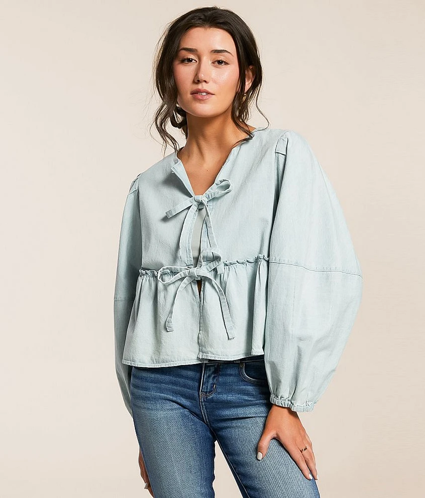 Free People Denim Brunch Babe Top