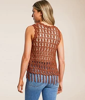 Crochet Fringe Sweater Tank Top