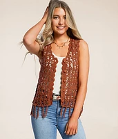 Crochet Fringe Sweater Tank Top
