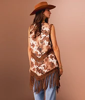 Cow Print Fringe Vest