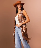 Cow Print Fringe Vest