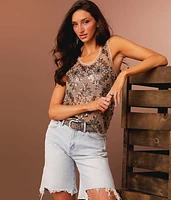 Sequin Mesh Tank Top