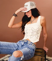 Faux Suede Cropped Tank Top